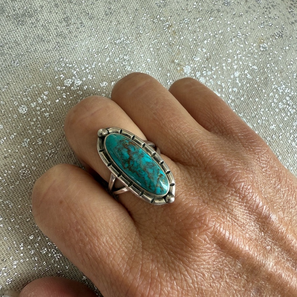 Authentic Turquoise Silver Ring - image 1